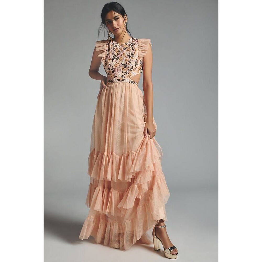 NWT Ieena for Mac Duggal Embroidered Tiered Cutout Dress - Picture 5 of 5